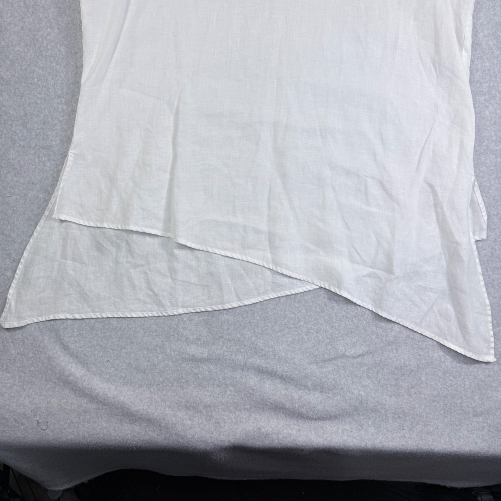 Linen Tunic Womens XL White Sleeveless Asymmetric Layered Hem Top Multiples - Picture 7 of 12